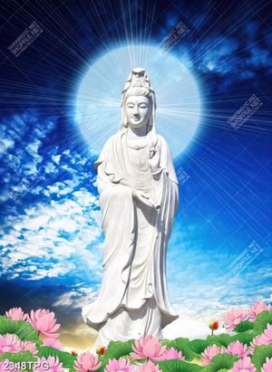 Tranh tượng A Di Đà và hoa Sen
