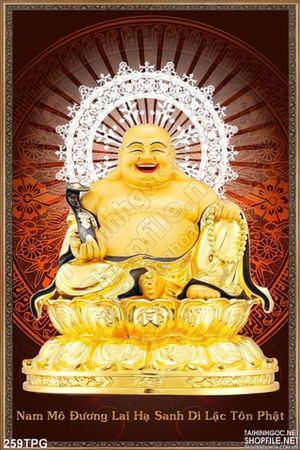 Tranh tượng Phật Di Lặc bằng vàng