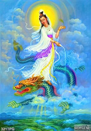 Tranh phật Quan Âm Bồ Tát trên biển