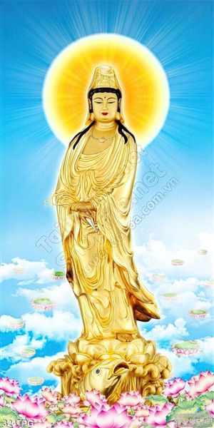 Tranh tượng Qua Âm bằng vàng