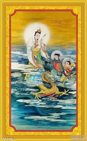 Tranh phật Quan Âm Bồ Tát trên biển
