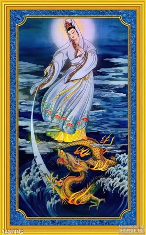 Tranh phật Bồ Tát trên biển