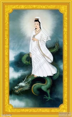 Tranh phật giáo Quan Âm trên sóng