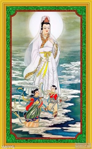 Tranh phật Quan Âm trên sóng biển
