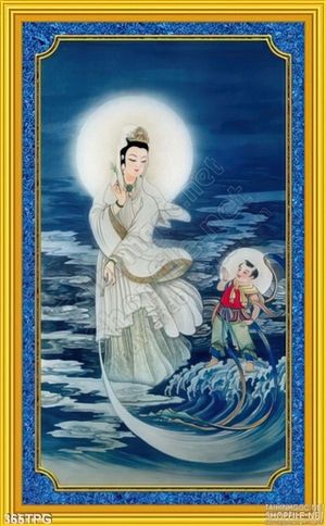 Tranh phật giáo Quan Âm trên biển