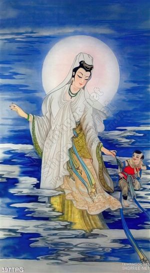 Tranh phật Quan Âm Bồ Tát trên biển