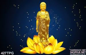 Tranh phật tổ và hoa sen