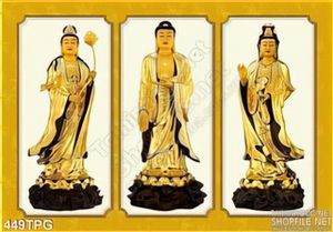 Tranh phật Tổ và Quan Âm bằng vàng