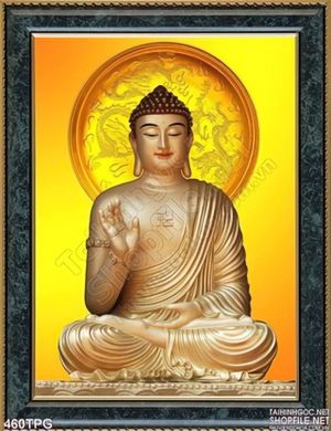 Tranh Tượng Phật tổ bằng vàng