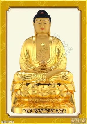 Tranh Tượng Phật tổ bằng vàng