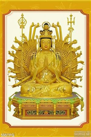 Tranh Phật bà nghìn tay bằng vàng