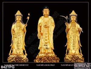 Tranh Phật Tổ và Bồ Tác bằng vàng đẹp