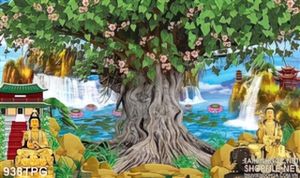 Tranh Phật cùng cây Bồ Đề
