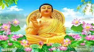 Tranh Phật Tổ và Hoa Sen treo tường