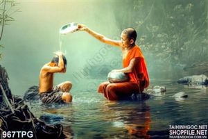 Tranh Tu Sĩ tắm suối