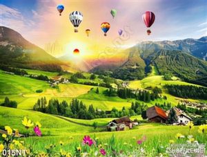 Tranh phong cảnh rừng núi và khí cầu