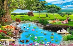 Tranh dòng suối trong khu rừng