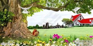 Tranh khu vườn trong biệt thự