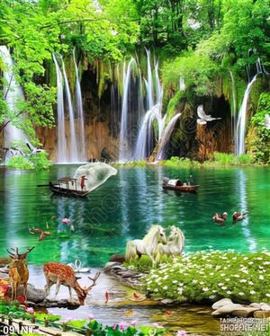Tranh phong cảnh thác nước thiên nhiên