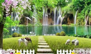 Tranh con đường và thác nước