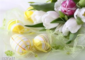 Tranh hoa tulip và trứng phục sinh 10379NT