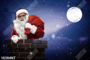Tranh ông già noel đứng trong ống khói