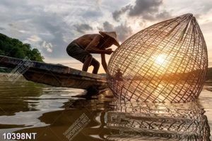 Tranh người đàn ông đánh bắt cá