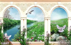 Tranh cánh cửa nhìn ra khu vườn