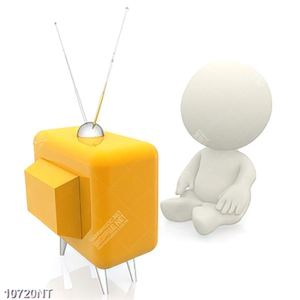 Tranh nghệ thuật người trắng và tivi vàng