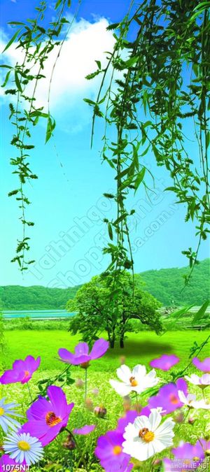 Tranh mái hiên đầy lá
