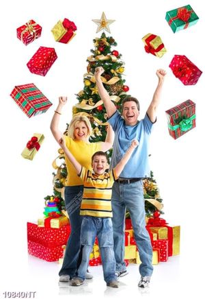Tranh gia đình đón noel