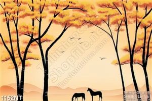 Tranh 3d rừng thu hoàng hôn