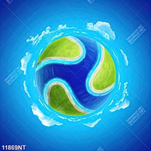 Tranh nghệ thuật quả cầu cỏ và biển xanh