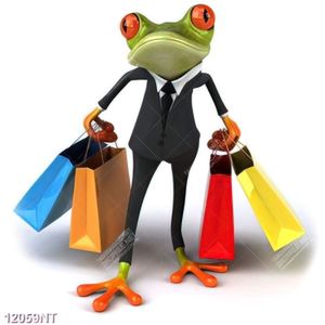 Tranh chú ếch cầm túi giấy