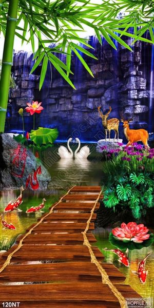 Tranh cây cầu và chim thiên nga