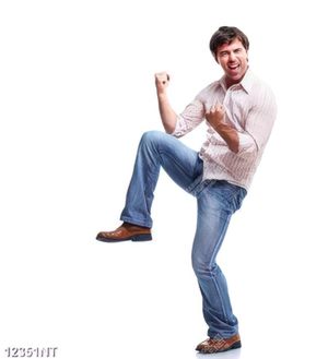 Tranh chàng trai với biểu cảm vui sướng