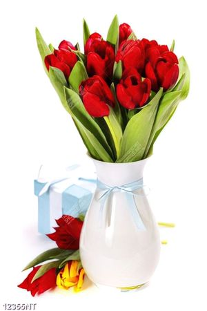 Tranh bình hoa tulip đỏ