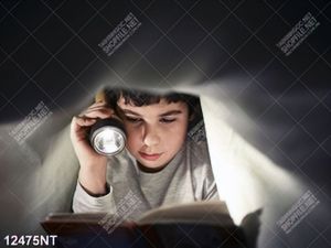 Tranh cậu bé đọc truyện đêm khuya