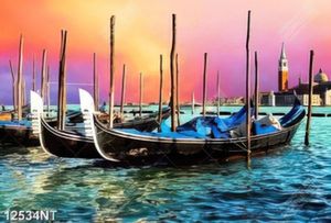 Tranh thuyền gỗ trên sông