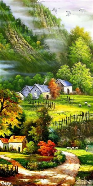 Tranh sơn dầu phong cảnh làng quê