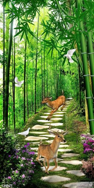 Tranh con đường và rừng tre