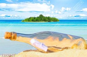 Tranh chai thủy tinh trên bãi cát
