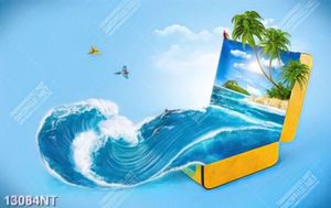 Tranh psd sóng biển nghệ thuật 