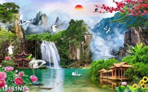 Tranh thác nước tuyệt đẹp in file gốc