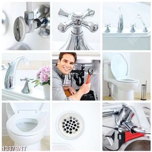 Tranh ghép các thiết bị nhà vệ sinh 