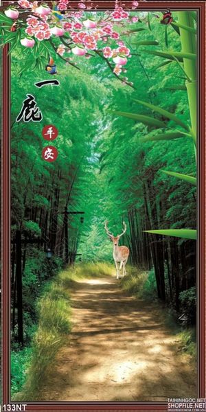 Tranh hươu và con đường tre