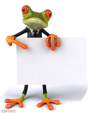 Tranh chú ếch cầm tấm bảng trắng