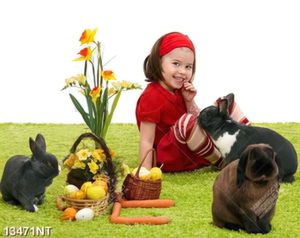 Tranh cô bé và những chú thỏ