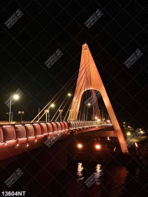 Tranh cây cầu lung linh ánh đèn file gốc 