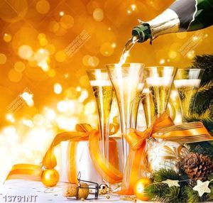 Tranh rượu sâm phanh chúc mừng noel